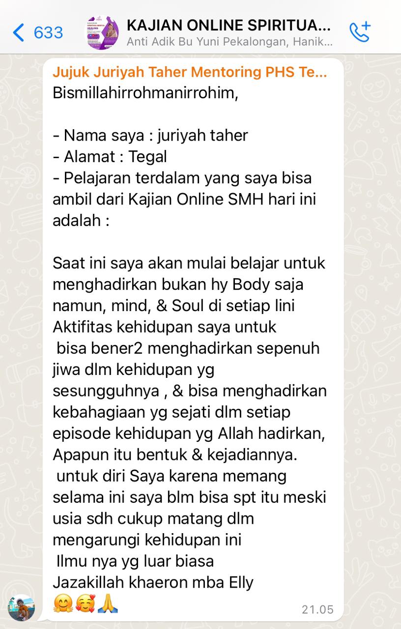 Kajian Online “Spiritual Mental Healing” – Mba Elly – Yasifa Muslimah ...